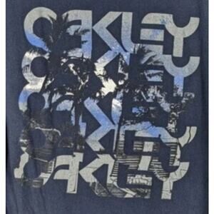 Oakley XL Blue Graphic T-Shirt Men’s Palm Tree Logo Tee 100% Cotton Regular Fit
